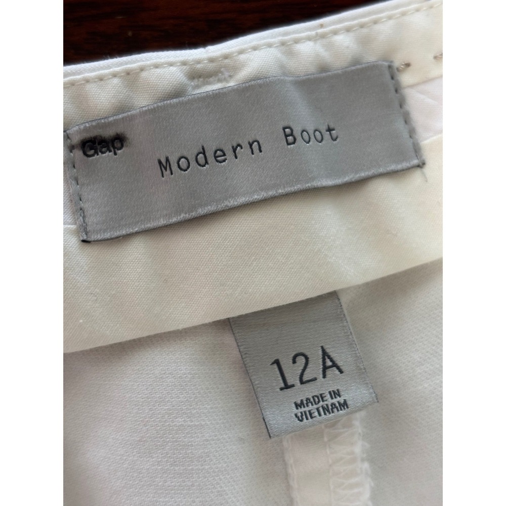 Gap Womens Modern Boot Cut Pants Size 12A Optic White Mid Rise Flare Trousers - Picture 2 of 6